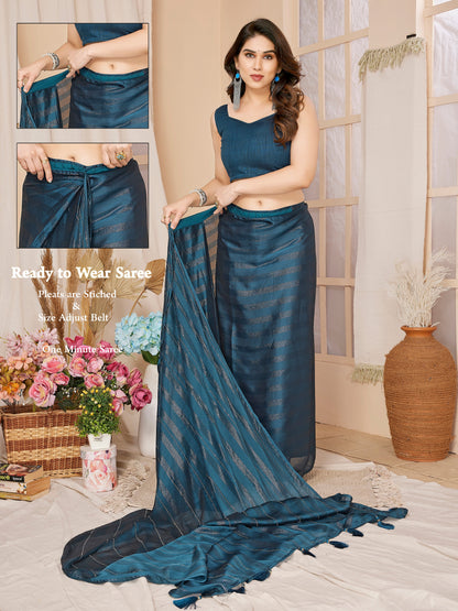 1-Minute Ready To Wear Georgette Designer Party wear Saree (Blue)