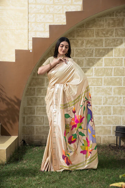 Beige Paithani Featuring Traditional Saree