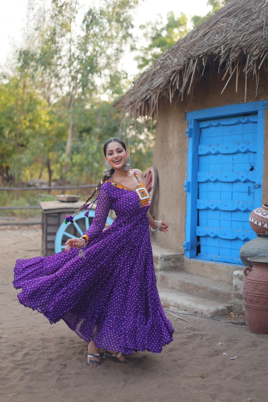 Navratri Garba special Blue color occasional Gown