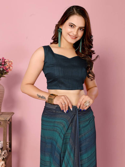 1-Minute Ready To Wear Rangoli Silk Saree (Blue)