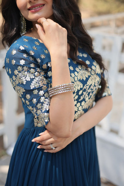 Blue Color party wear Anarkali Gown