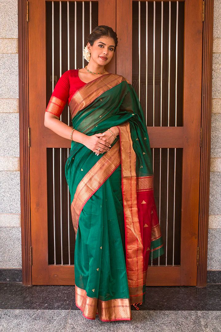 Green Soft Banarasi Silk Traditional Wear Saree