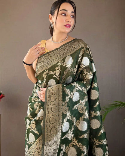 Green Banarasi Silk Saree