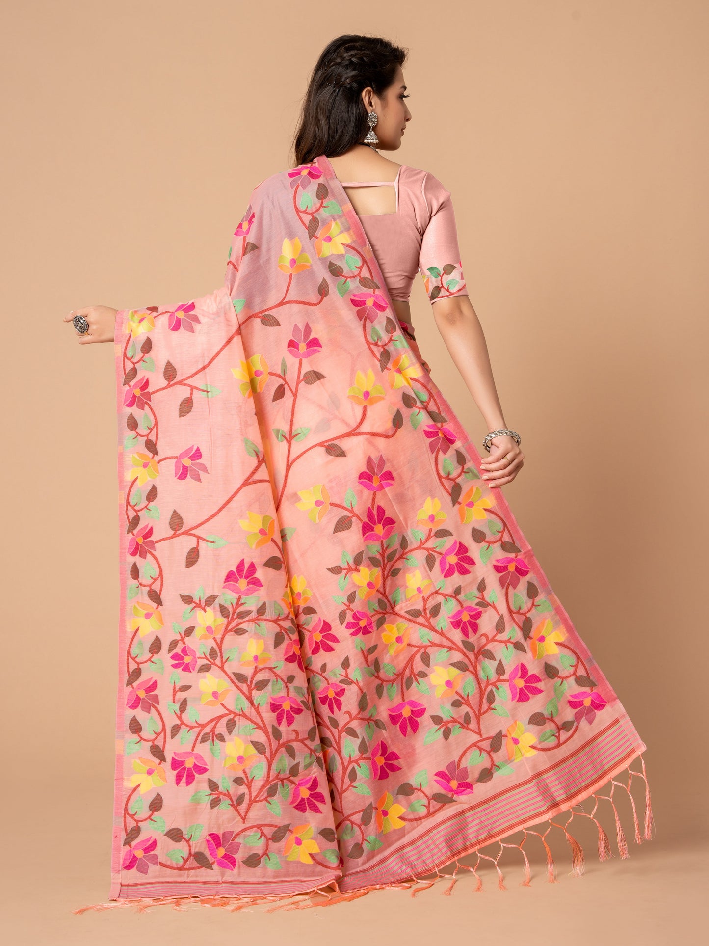 Pink Color Soft Cotton Jamdani Saree