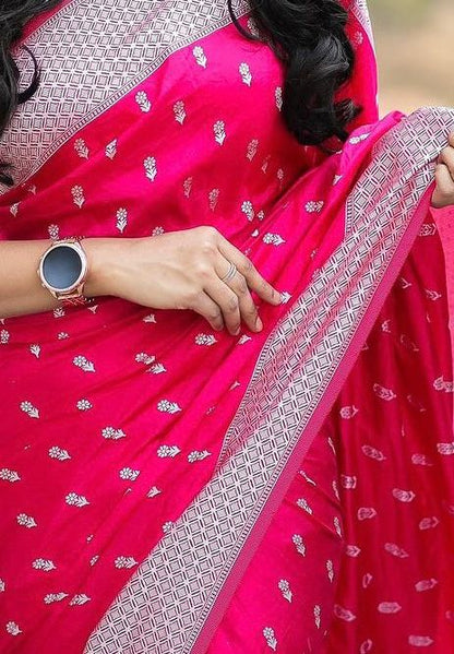 Pink Banarasi Soft SILK Saree