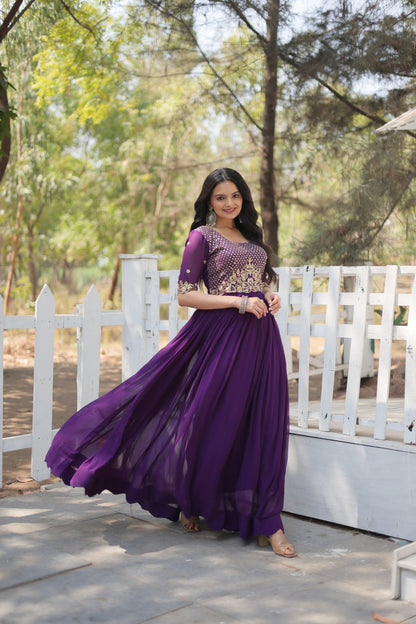 Purple Color party wear Ready made Gown