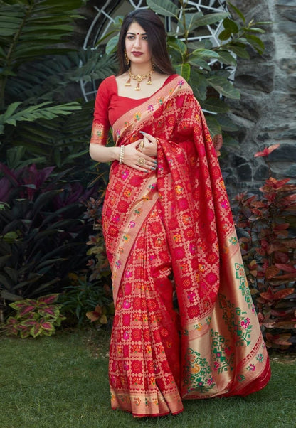 Red Soft Silk Rich Pallu Banarasi Saree