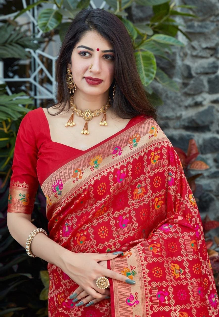 Red Soft Silk Rich Pallu Banarasi Saree