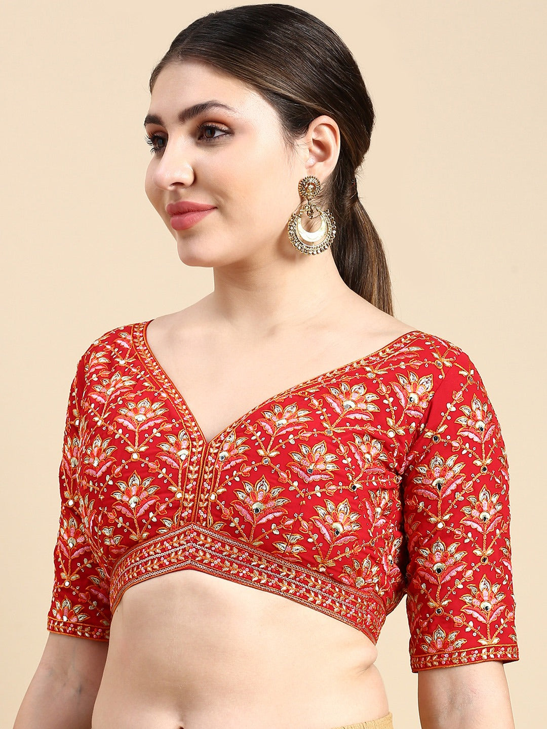 Georgette Embroidered Padded Blouse