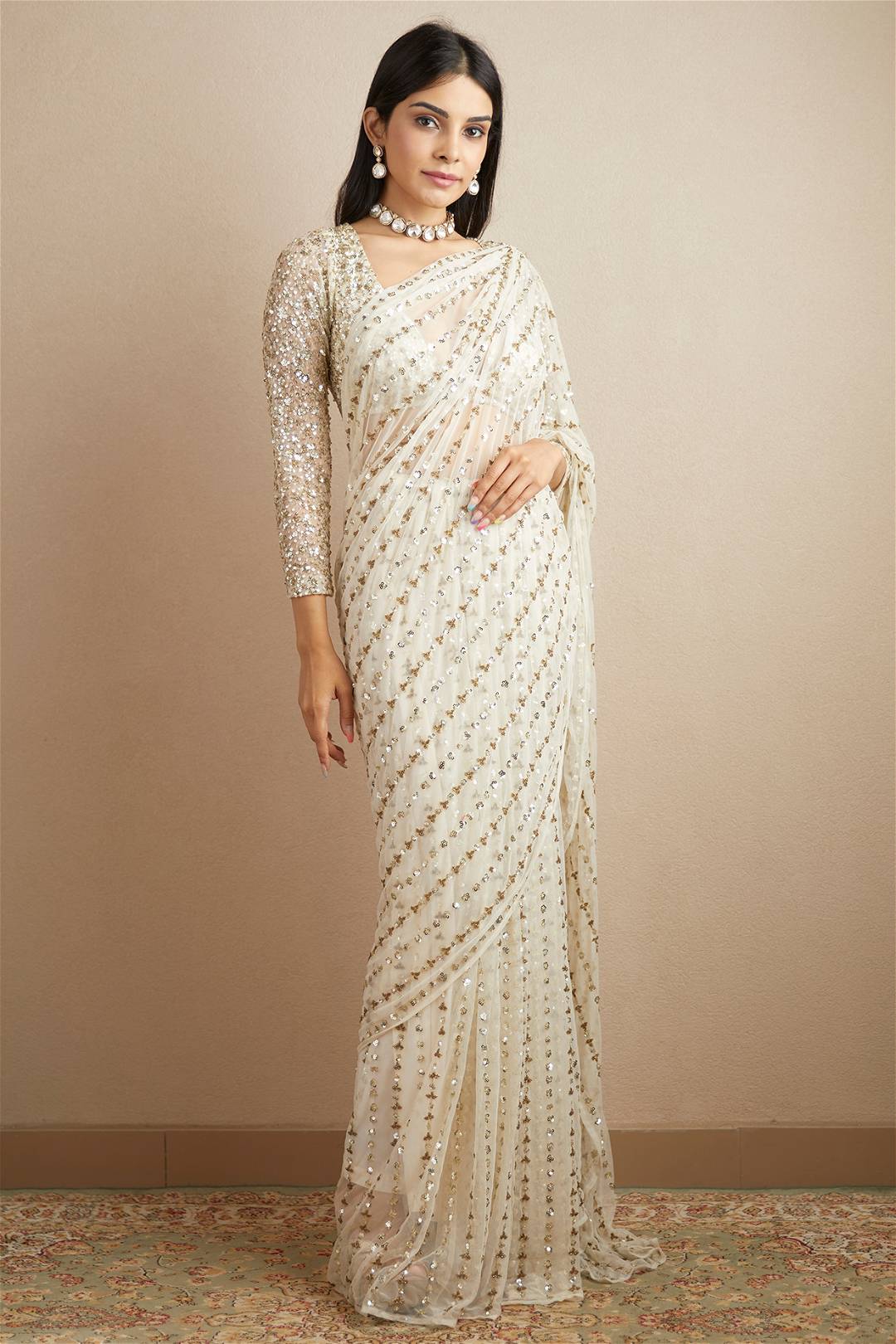 White Color Georgette Party Wear Saree