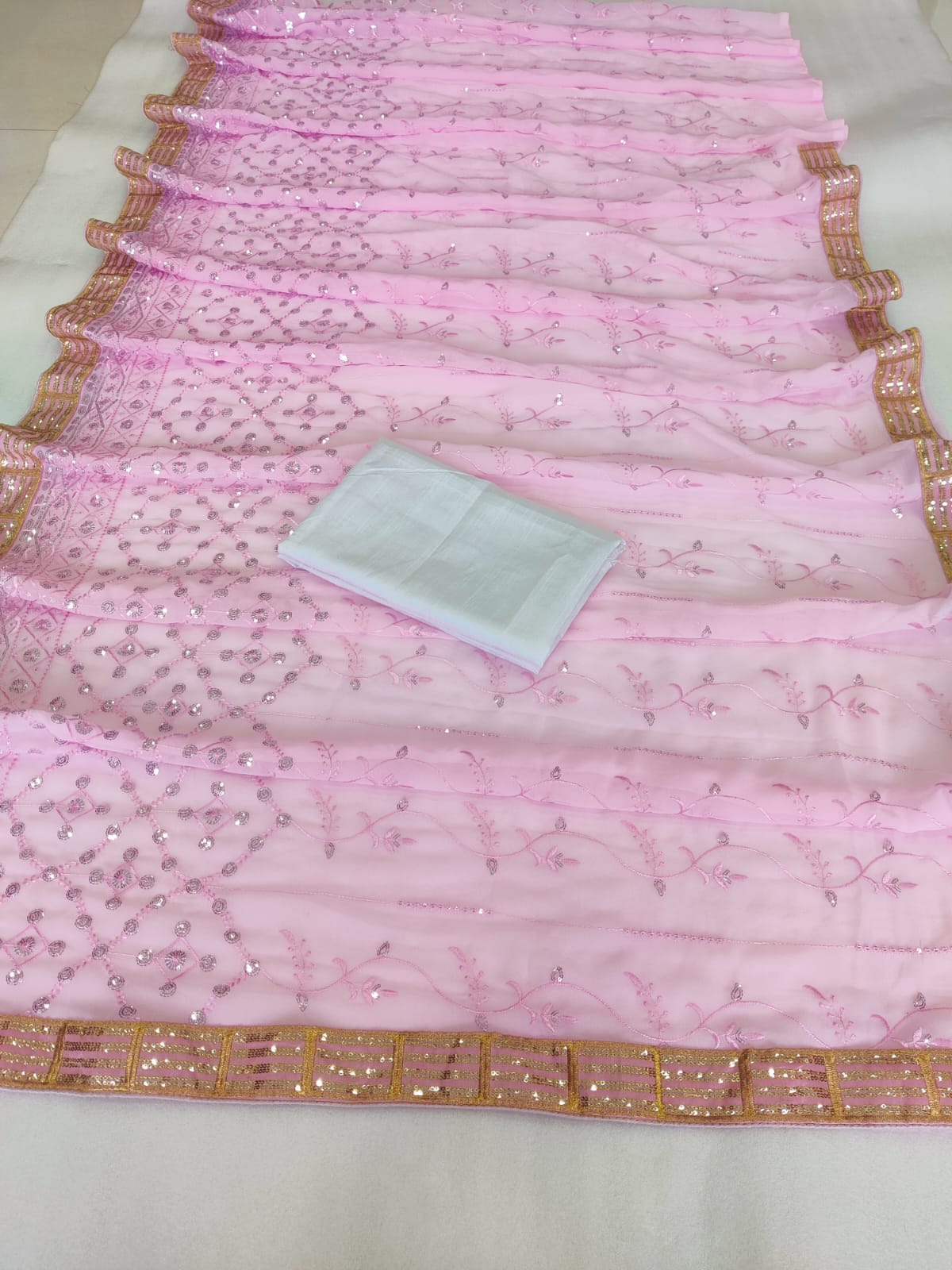 Pink Color Georgette Party Wear Saree