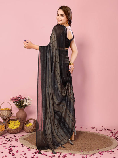 1-Minute Ready To Wear Rangoli Silk Saree (Black)