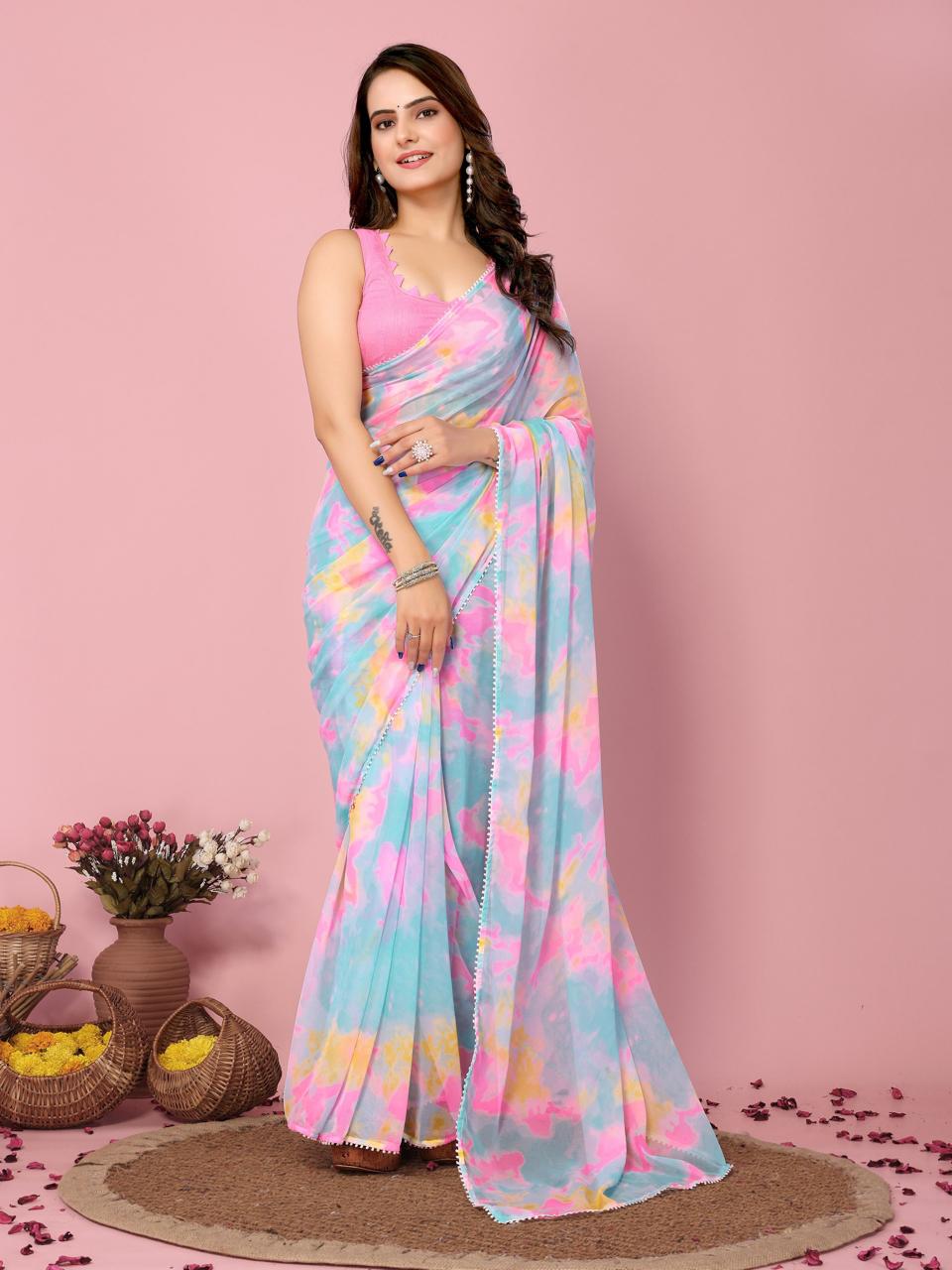 Amazing Ready to Wear One minute Saree (Blue)