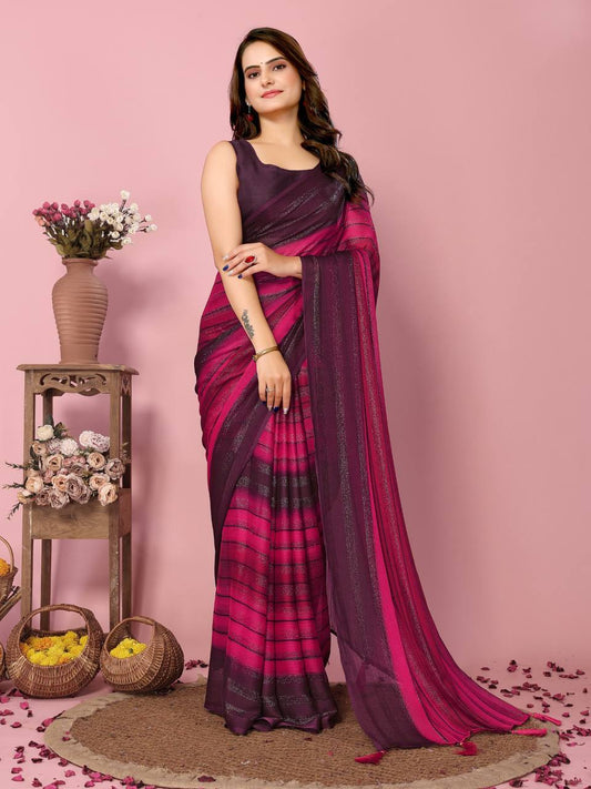 1-Minute Ready To Wear Rangoli Silk Saree (Pink)