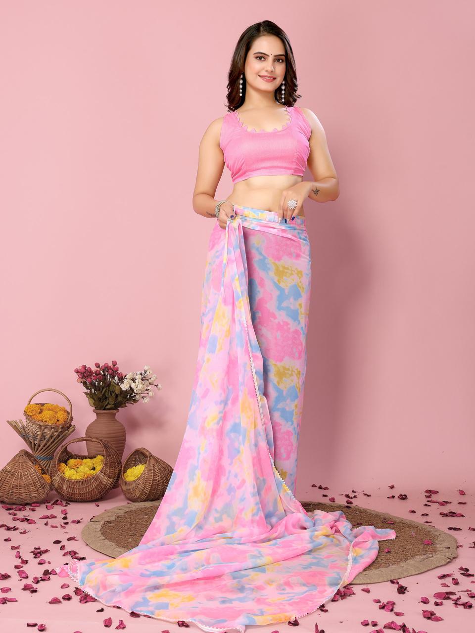 Amazing Ready to Wear One minute Saree (Pink)