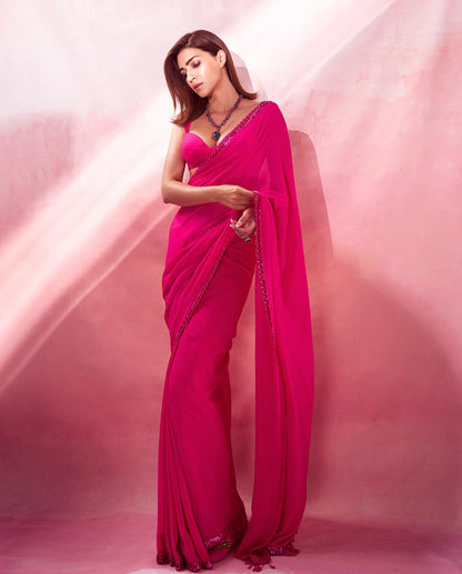 Bollywood Pink Color Georgette Saree