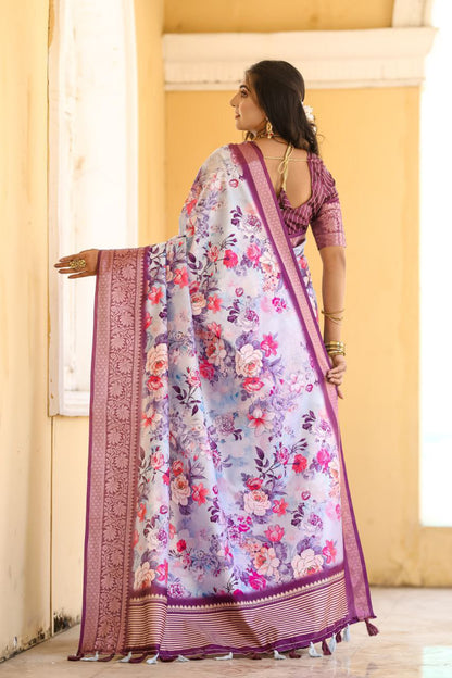 New Traditional Purple Color Dola Silk Saree