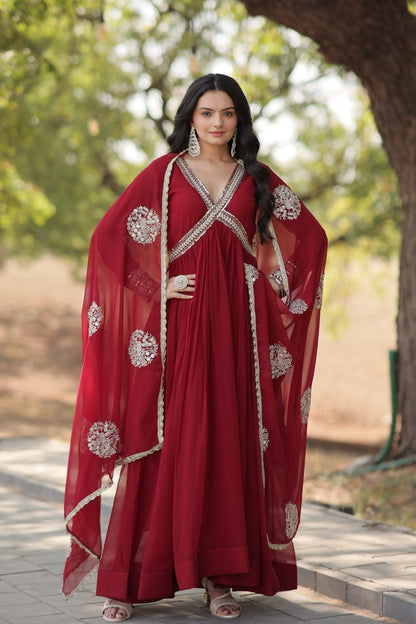 Party wear Red Color designer Gown