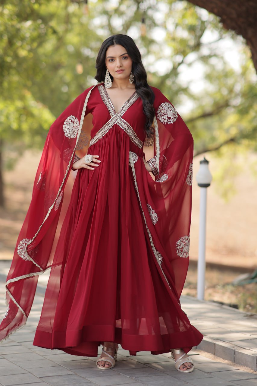 Party wear Red Color designer Gown