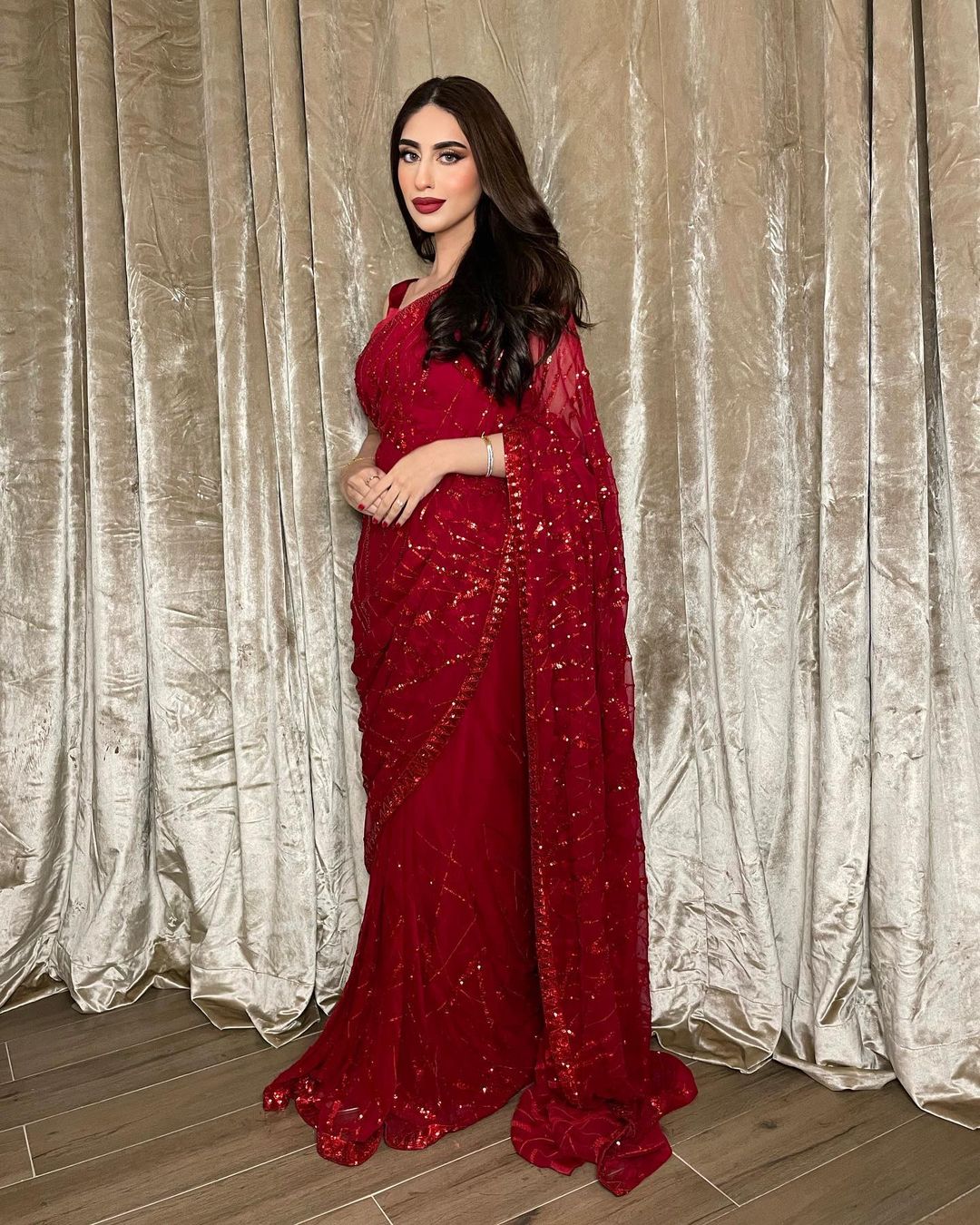 Red Color Georgette Party Wear Saree