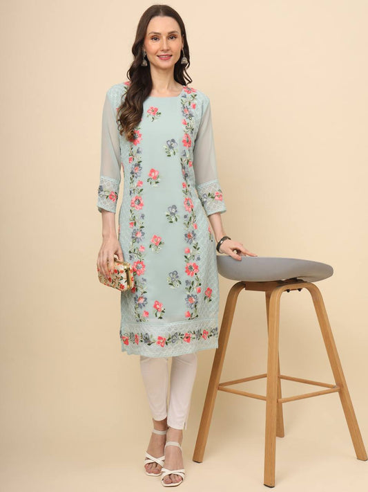 Trending Sky blue Georgette Kurti