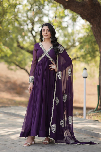 Party wear Violet Color designer Gown