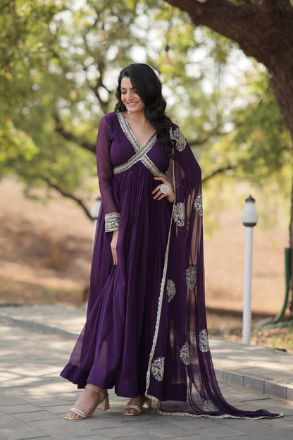 Party wear Violet Color designer Gown