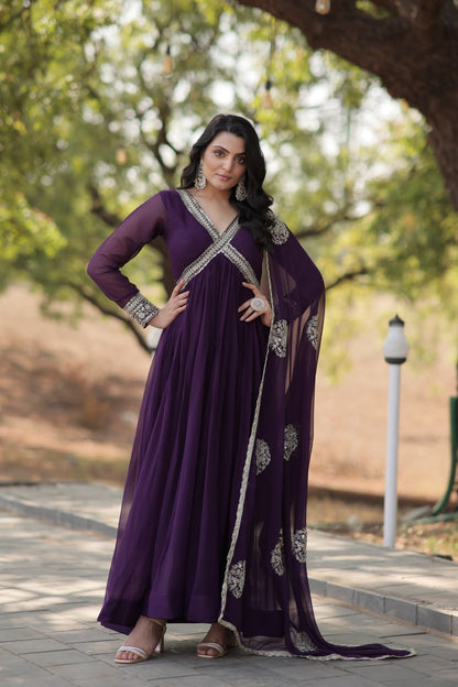 Party wear Violet Color designer Gown