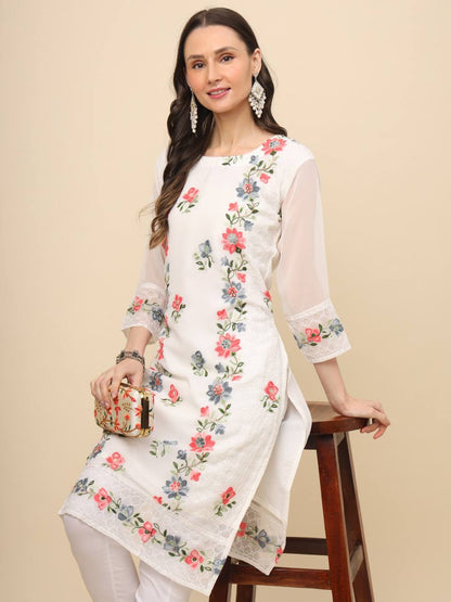 Trending White  Georgette Kurti