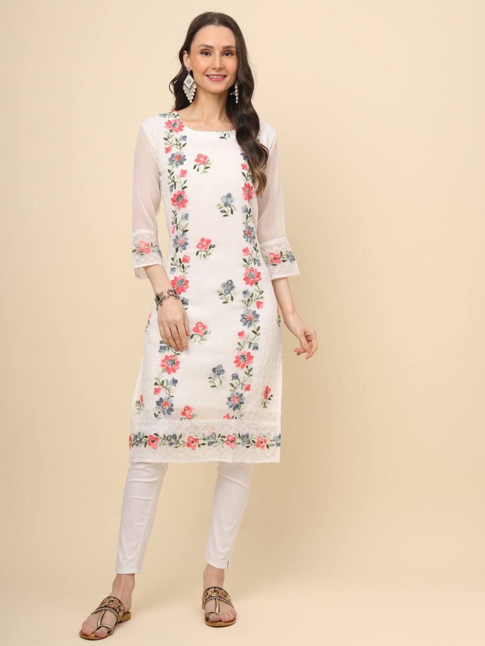 Trending White  Georgette Kurti