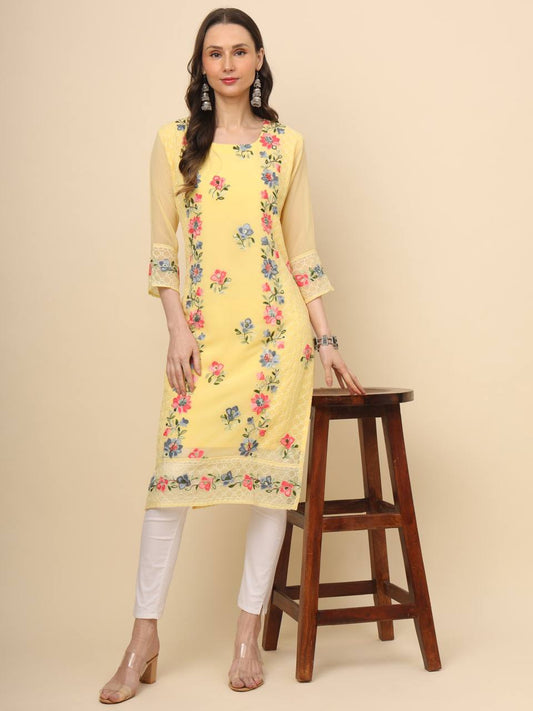 Trending Yellow Georgette Kurti