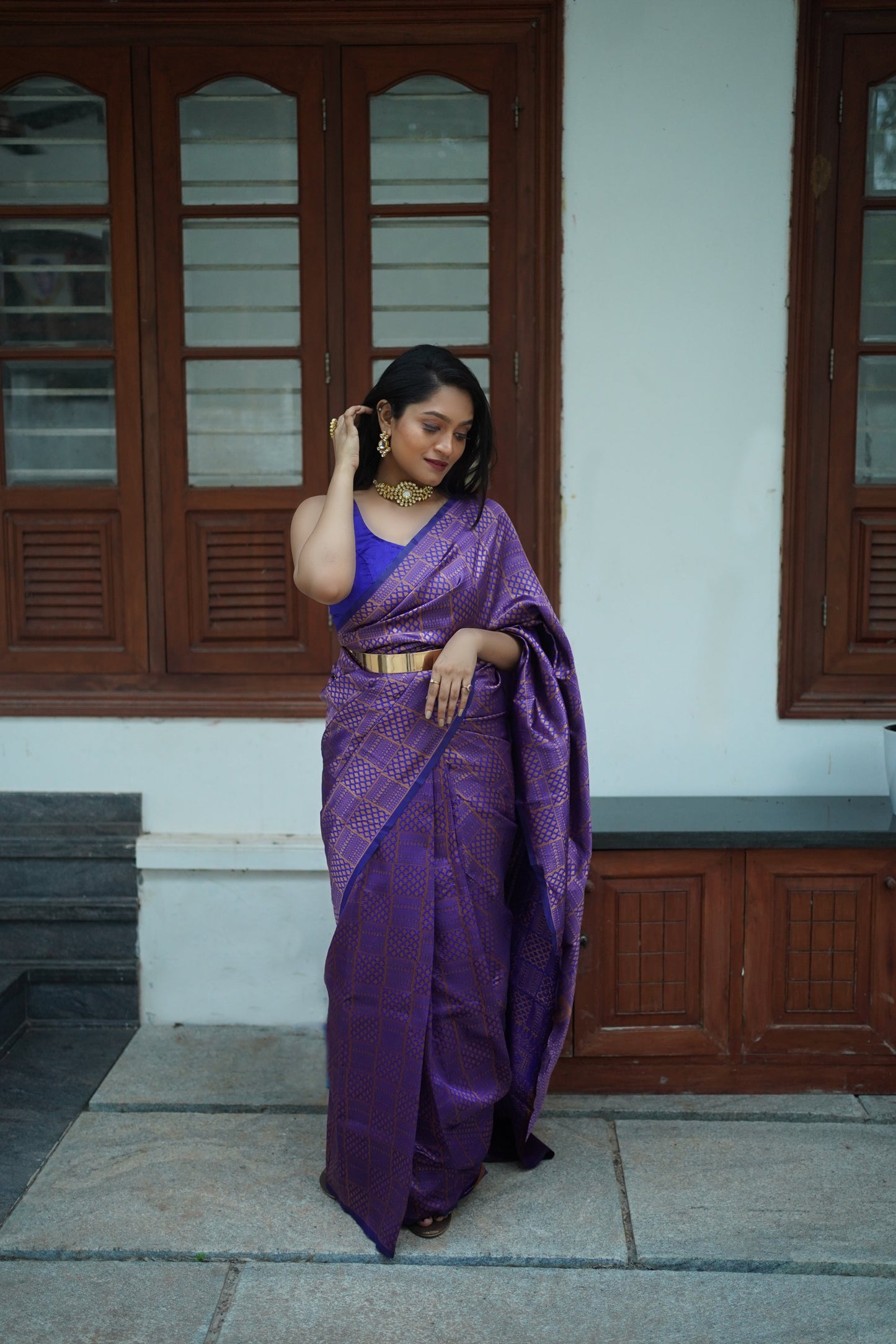 Violet Pure Soft Silk Saree With Twirling Blouse Piece