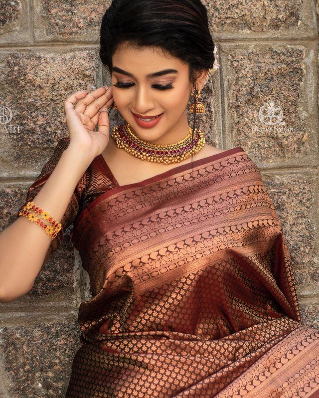 Coffee Pure Soft Silk Saree With Attractive Blouse Piece