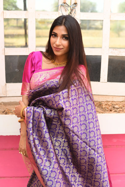 Navy Blue Pure Soft Kota Silk Saree With Lovely Blouse Piece