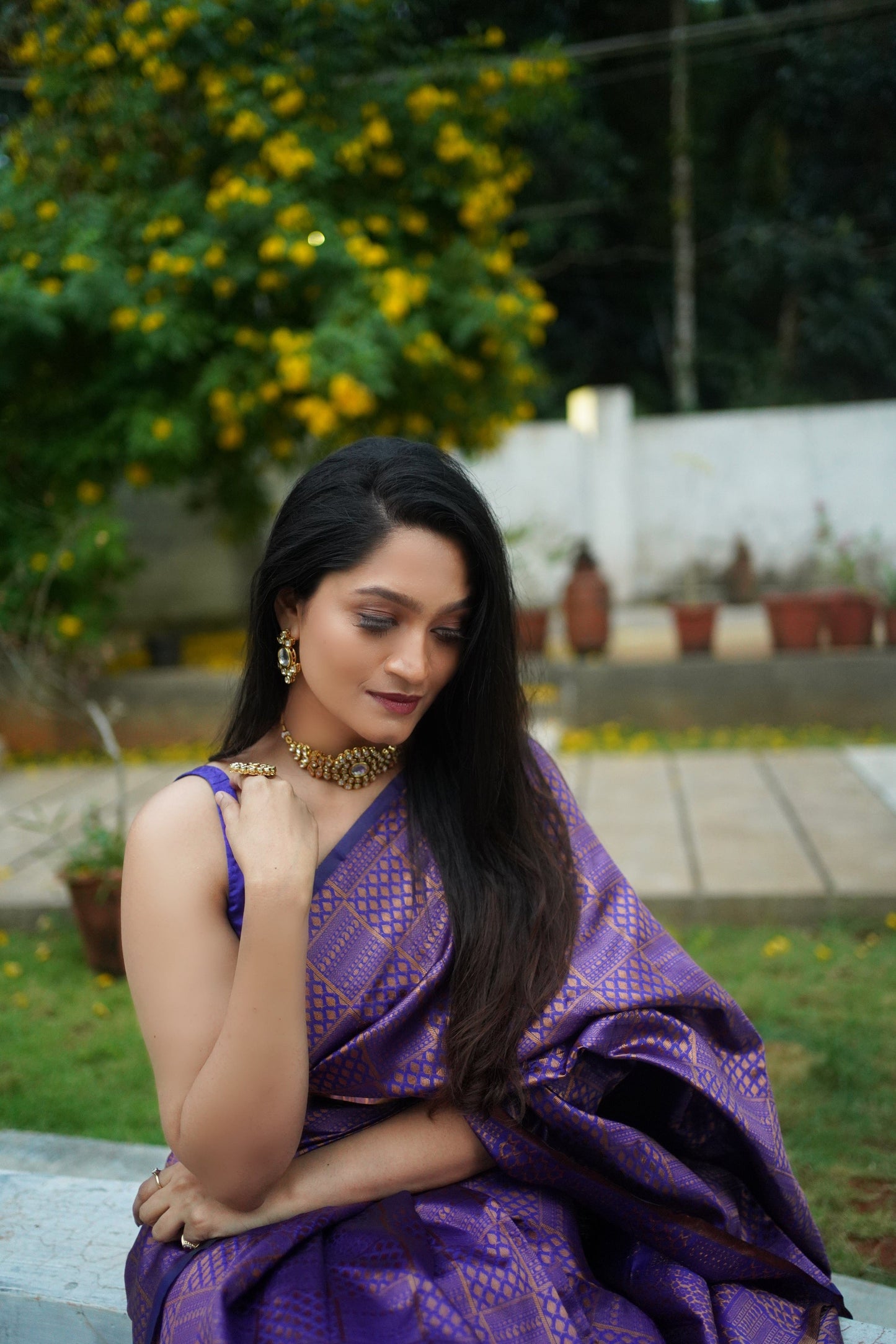 Violet Pure Soft Silk Saree With Twirling Blouse Piece